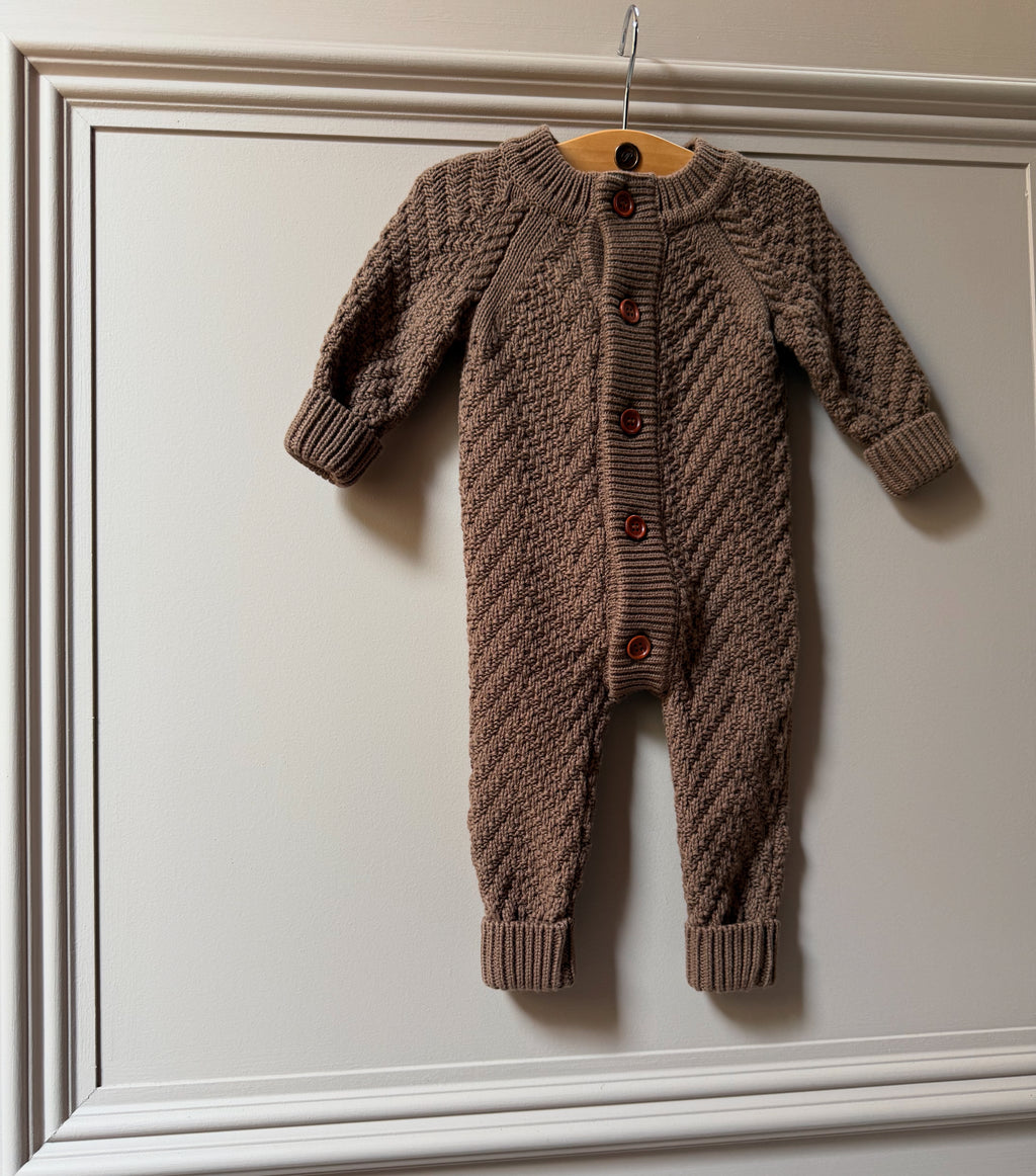 Organic Cotton Mocha Romper (size 0-3 months)