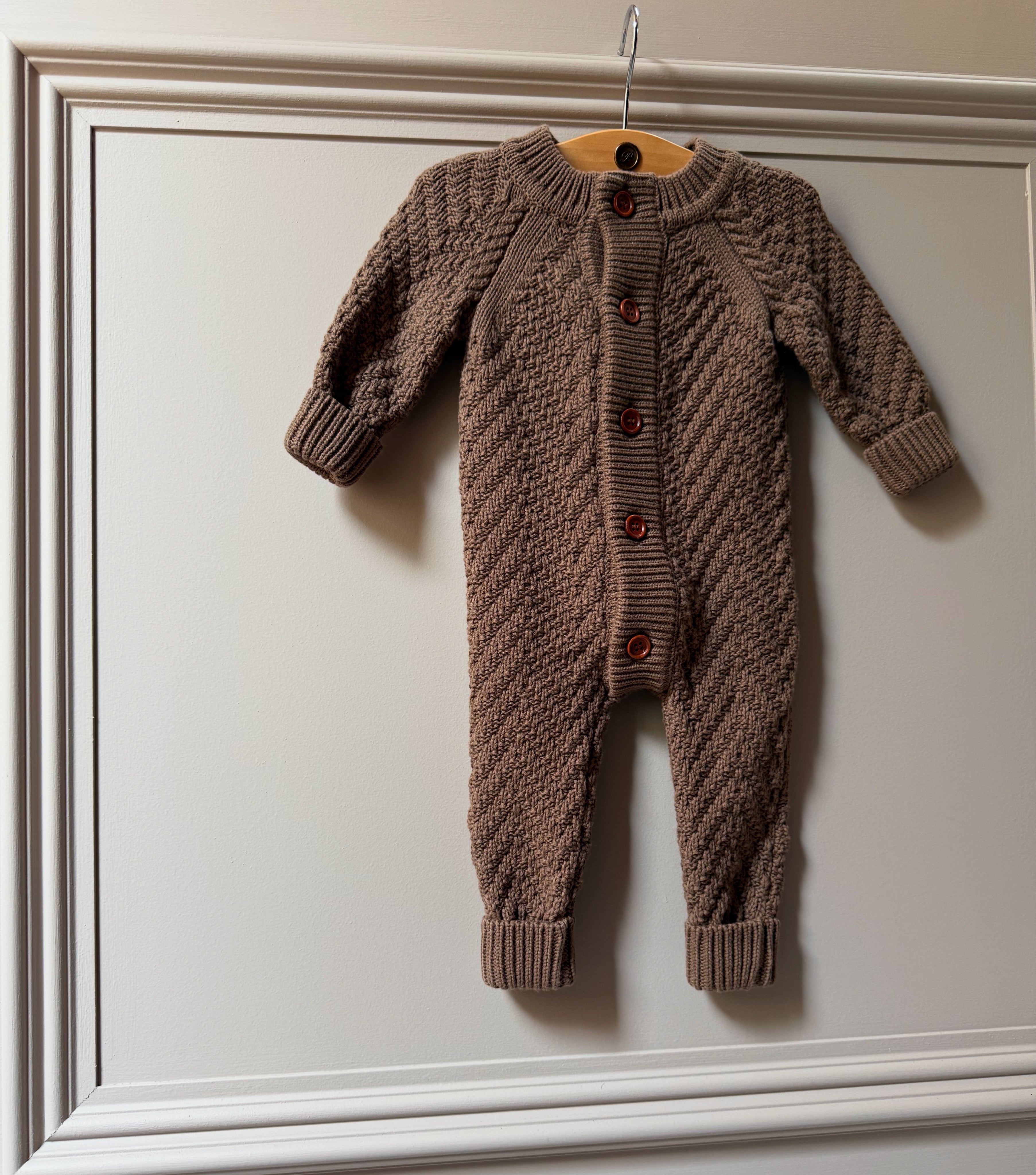 Organic Cotton Mocha Romper (size 0-3 months)